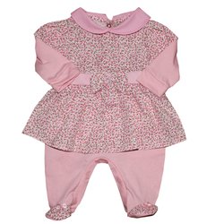 Macacão Manga Longa Lily Floral Rosa Malha Macacão Manga Longa Lily Floral Rosa Malha