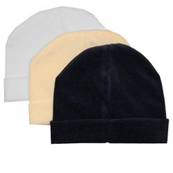 Kit Touca de Bebê Plush Branco - Palha - Marinho 3 Peças Kit Touca de Bebê Plush Branco - Palha - Marinho 3 Peças