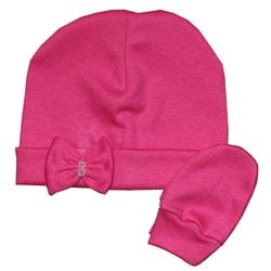 Kit Touca e Luva de Bebê Pink Malha Kit Touca e Luva de Bebê Pink Malha