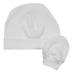 Kit Touca e Luva de Bebê Branco Malha Kit Touca e Luva de Bebê Branco Malha
