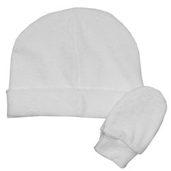 Kit Touca e Luva de Bebê Branco Plush Kit Touca e Luva de Bebê Branco Plush