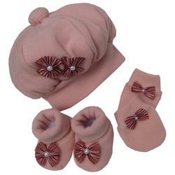 Boina, Luva e Sapatinho Rosê Boina, Luva e Sapatinho Rosê