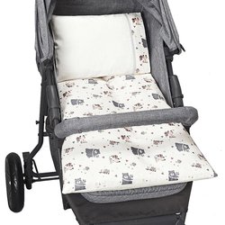 Colchonete para Carrinho Ursinho Bege 4 Peças Colchonete para Carrinho Ursinho Bege 4 Peças