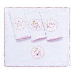 Toalha de Boca Ursinha Rosa 4 Peças Toalha de Boca Ursinha Rosa 4 Peças