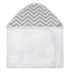 Toalha de Banho Chevron Cinza e Branco com Capuz Toalha de Banho Chevron Cinza e Branco com Capuz