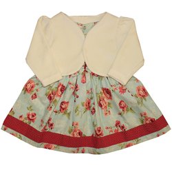 Vestido de Bebê Glamour Floral Verde com Palha Vestido de Bebê Glamour Floral Verde com Palha