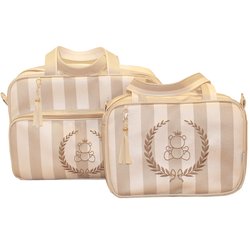 Kit Bolsa Maternidade Imperial Listrado Palha 2 Peças Kit Bolsa Maternidade Imperial Listrado Palha 2 Peças