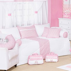 Kit Bicama Babá Para Quarto de Bebê Enxoval Encanto Rosa 08 Peças Kit Bicama Babá Para Quarto de Bebê Enxoval Encanto Rosa 08 Peças