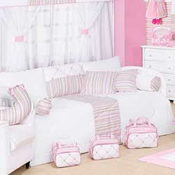Kit Bicama Babá Para Quarto de Bebê Enxoval Menina Maravilha 08 Peças Kit Bicama Babá Para Quarto de Bebê Enxoval Menina Maravilha 08 Peças