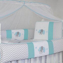 Kit Berço Chevron Elefante Azul Tiffany 100% Algodão Kit Berço Chevron Elefante Azul Tiffany 100% Algodão