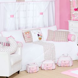Kit Bicama Babá Para Quarto de Bebê Enxoval Menina Mabel 08 Peças Kit Bicama Babá Para Quarto de Bebê Enxoval Menina Mabel 08 Peças