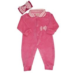 Macacão Manga Longa Mili Chevron Pink Plush 2 Peças Macacão Manga Longa Mili Chevron Pink Plush 2 Peças