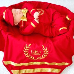 Saída de Maternidade Coroa Luxo Vermelho 3 Peças Saída de Maternidade Coroa Luxo Vermelho 3 Peças
