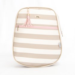 Mochila Maternidade Essencial Listrada Palha e Rosa Mochila Maternidade Essencial Listrada Palha e Rosa