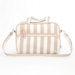 Bolsa Maternidade Essencial Listrada Palha e Rosa G Bolsa Maternidade Essencial Listrada Palha e Rosa G