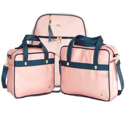Kit Bolsa Maternidade Light Rosa com Marinho 3 Peças Kit Bolsa Maternidade Light Rosa com Marinho 3 Peças