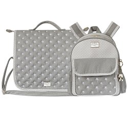 Mochila Maternidade + Bolsa Trocador Estrela Cinza Mochila Maternidade + Bolsa Trocador Estrela Cinza