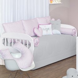 Kit Cama Babá Sweet Love Rosa 100% Algodão 9 Peças Kit Cama Babá Sweet Love Rosa 100% Algodão 9 Peças