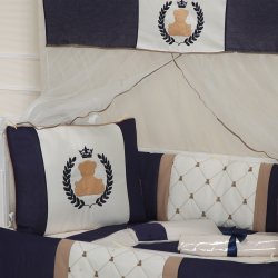 Kit Berço Urso Realeza Marinho e Palha 9 Peças Kit Berço Urso Realeza Marinho e Palha 9 Peças