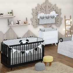 Quarto de Bebê Panda Preto 19 Peças Quarto de Bebê Panda Preto 19 Peças