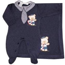 Saída de Maternidade Urso Gravata Xadrez 2 Peças Saída de Maternidade Urso Gravata Xadrez 2 Peças
