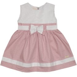 Vestido de Bebê Lilly Rosê com Branco Vestido de Bebê Lilly Rosê com Branco
