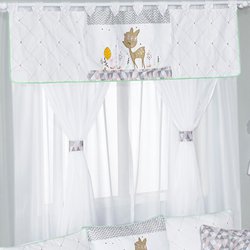 Cortina Quarto de Bebê Bambi Rosa 7 Peças Cortina Quarto de Bebê Bambi Rosa 7 Peças