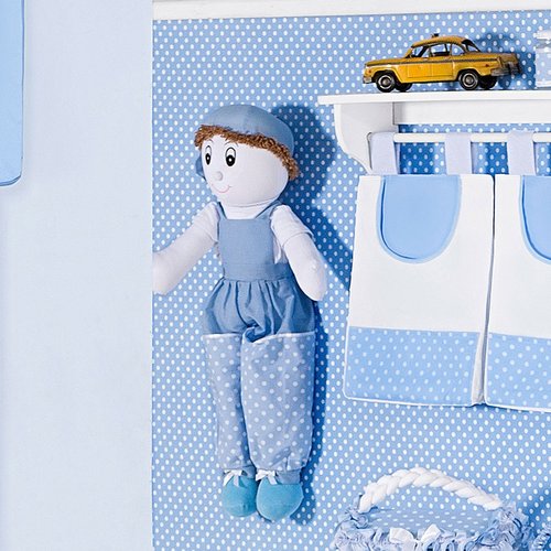 Porta Fraldas Boneco Para Quarto de Bebê Menino Ternura Azul