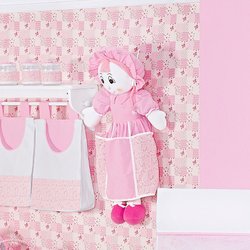 Porta Fraldas Boneca Para Quarto de Bebê Menina Encanto Rosa Porta Fraldas Boneca Para Quarto de Bebê Menina Encanto Rosa