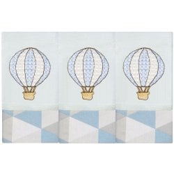 Toalha de Boca Balão Losango Azul 3 Peças Toalha de Boca Balão Losango Azul 3 Peças