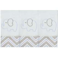 Toalha de Boca Elefante Chevron Azul 3 Peças Toalha de Boca Elefante Chevron Azul 3 Peças