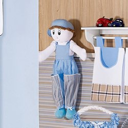 Porta Fraldas Boneco Para Quarto de Bebê Menino Safari Azul Porta Fraldas Boneco Para Quarto de Bebê Menino Safari Azul