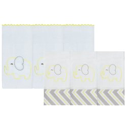 Kit Fralda de Boca e Ombro Elefante Chevron Amarelo Kit Fralda de Boca e Ombro Elefante Chevron Amarelo