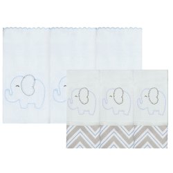 Kit Fralda de Boca e Ombro Elefante Chevron Azul Kit Fralda de Boca e Ombro Elefante Chevron Azul