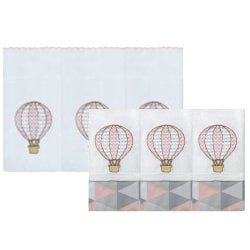 Kit Fralda de Boca e Ombro Balão Rosa Kit Fralda de Boca e Ombro Balão Rosa