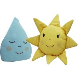 Almofada Sol Amarelo e Gota Azul Tiffany 2 Peças Almofada Sol Amarelo e Gota Azul Tiffany 2 Peças