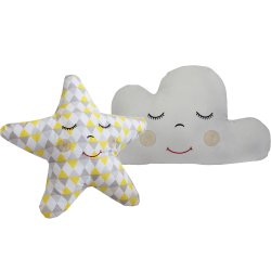 Almofada Nuvem Cinza e Estrela Losango Amarelo Almofada Nuvem Cinza e Estrela Losango Amarelo