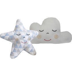 Almofada Nuvem Cinza e Estrela Losango Azul Almofada Nuvem Cinza e Estrela Losango Azul