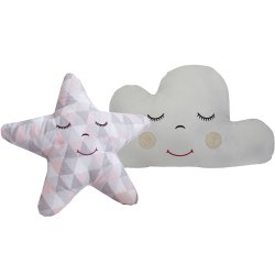 Almofada Nuvem Cinza e Estrela Losango Rosa Almofada Nuvem Cinza e Estrela Losango Rosa