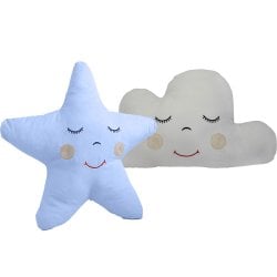 Almofada Nuvem Cinza e Estrela Azul Almofada Nuvem Cinza e Estrela Azul
