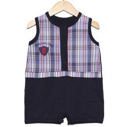 Macacão Curto de Bebê Xadrez Marinho Macacão Curto de Bebê Xadrez Marinho