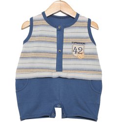 Macacão Curto de Bebê Listras Azul Macacão Curto de Bebê Listras Azul