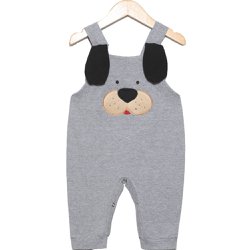 Jardineira de Bebê Cachorro Cinza Jardineira de Bebê Cachorro Cinza