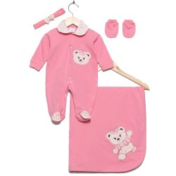 Saída de Maternidade Ursinha Floral Rosa 4 Peças Saída de Maternidade Ursinha Floral Rosa 4 Peças