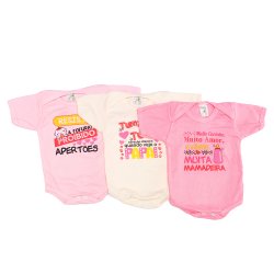 Kit Body de Bebê Ternura Malha 3 Peças Kit Body de Bebê Ternura Malha 3 Peças