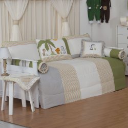 Kit Cama Babá Amigos da Selva Chevron e Verde 7 Peças Kit Cama Babá Amigos da Selva Chevron e Verde 7 Peças