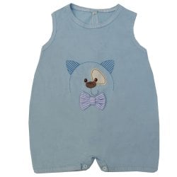 Macacão Curto de Bebê Gatinho Azul Macacão Curto de Bebê Gatinho Azul