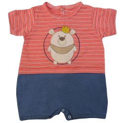 Macacão Curto de Bebê Urso Rei Azul Macacão Curto de Bebê Urso Rei Azul