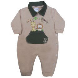 Macacão Longo De Bebê Selva Bege Macacão Longo De Bebê Selva Bege