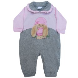 Macacão Longo De Bebê Coelhinha Cinza Macacão Longo De Bebê Coelhinha Cinza